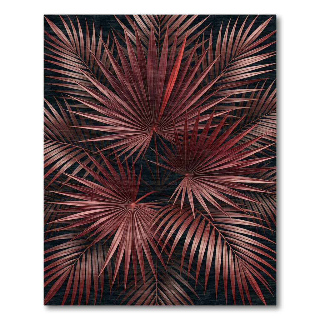Crimson Palm Frond Cluster Rug