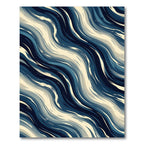 Modern Navy and Cream Abstract Waves Rug
