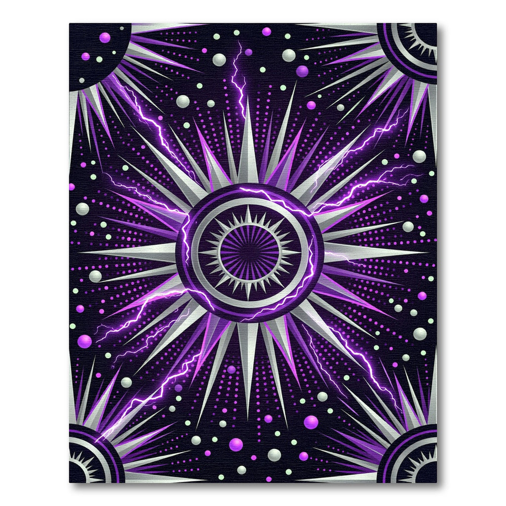 Electric Purple Geometric Starburst Celestial Rug