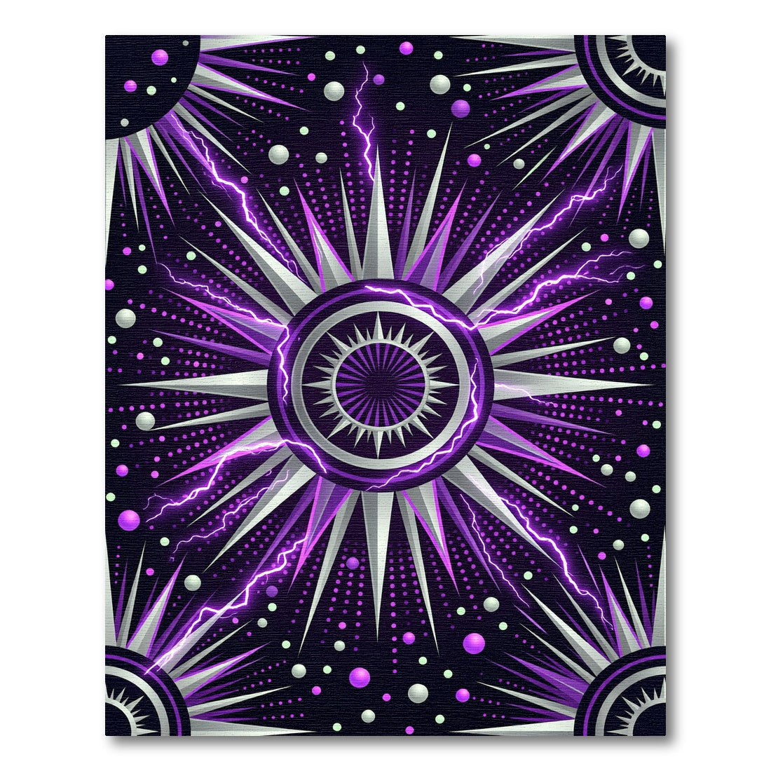 Electric Purple Geometric Starburst Celestial Rug