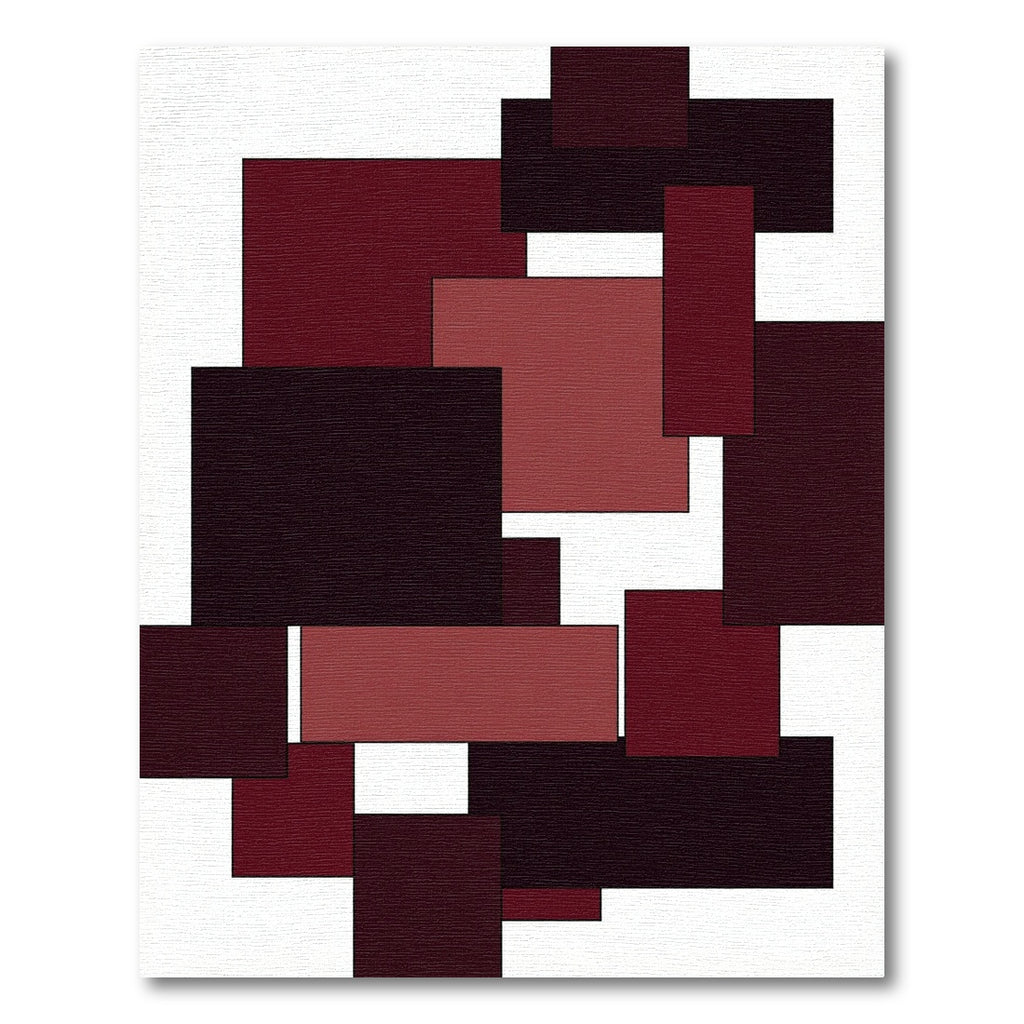 Minimalist Deep Crimson Geometric Block Rug