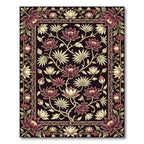 Dark Crimson Lotus Garden Medallion Rug