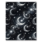 Celestial Silver Crescent Moon Starry Night Rug