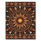 Tribal Sunburst Geometric Radiant Gold Rug