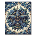 Nautical Star Rose Wave Art Rug