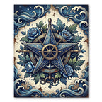 Nautical Star Rose Wave Art Rug