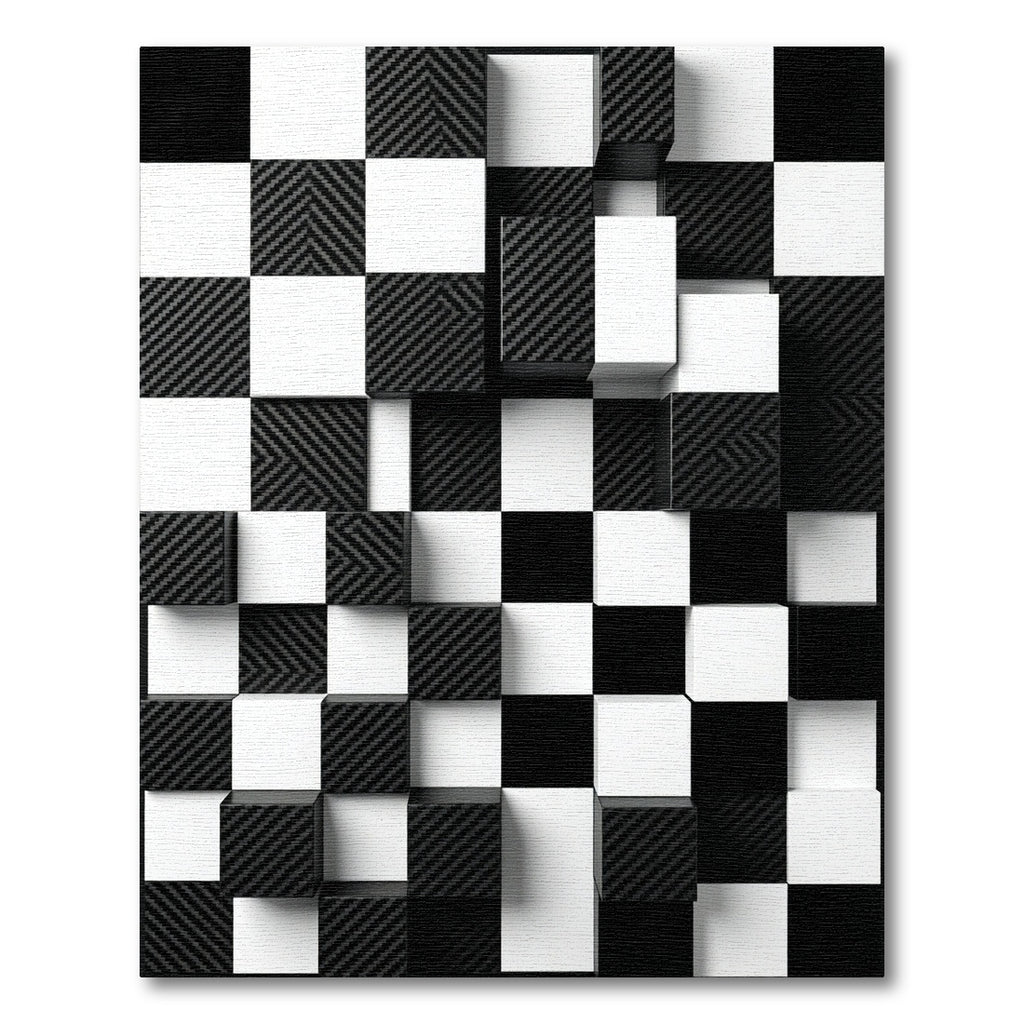 Black White Carbon Fiber Cubes Rug