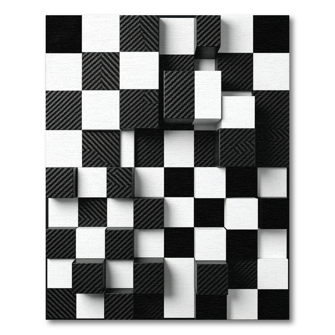 Black White Carbon Fiber Cubes Rug