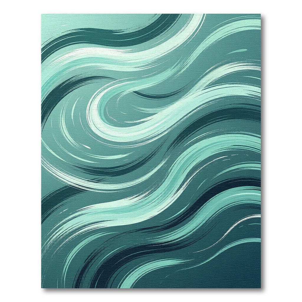 Modern Teal Abstract Ocean Swirl Rug