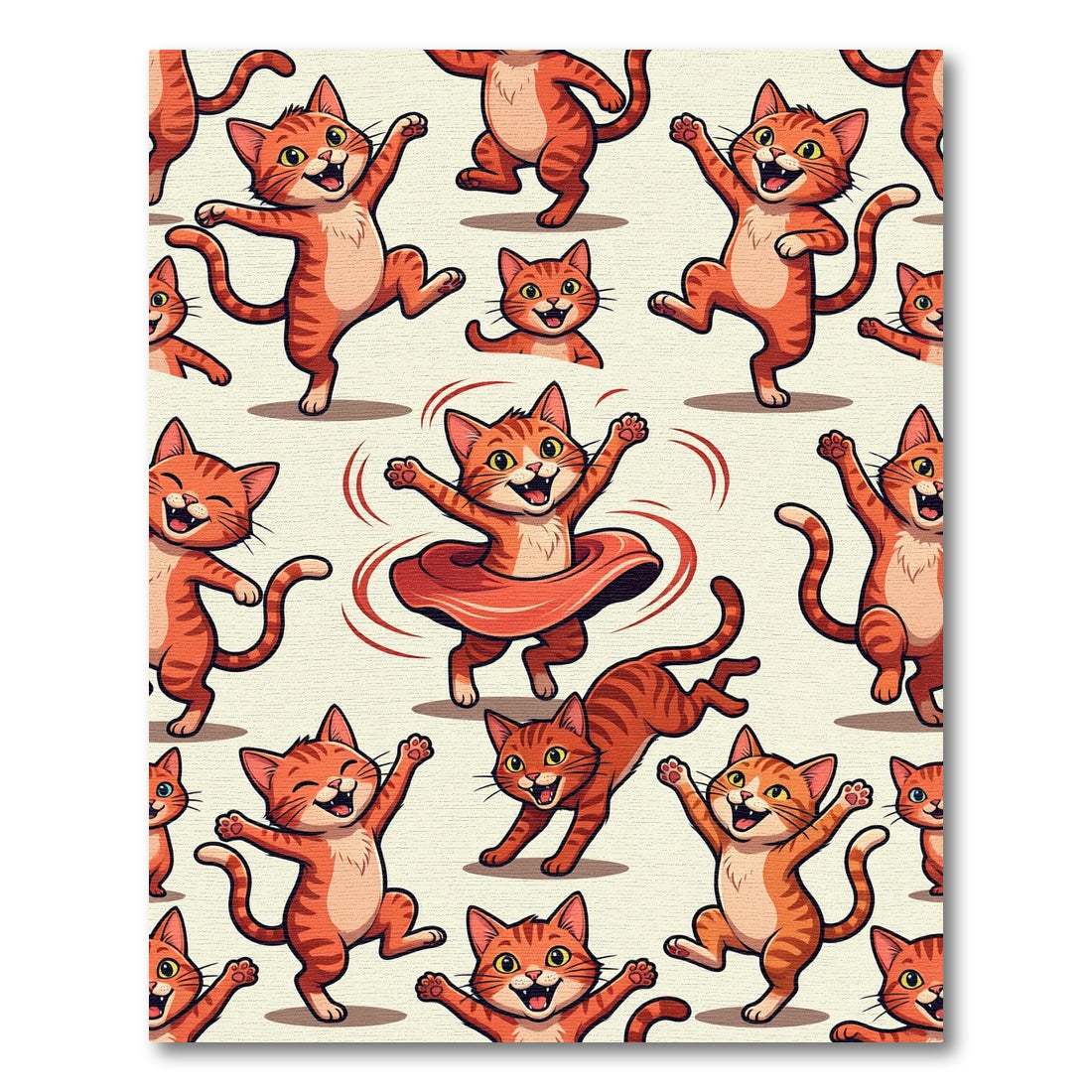 Whimsical Playful Orange Kitten Carousel Rug