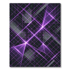 Neon Purple Grid Abstract Geometric Rug
