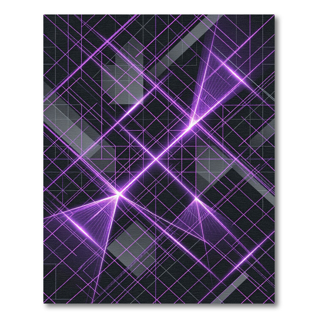 Neon Purple Grid Abstract Geometric Rug