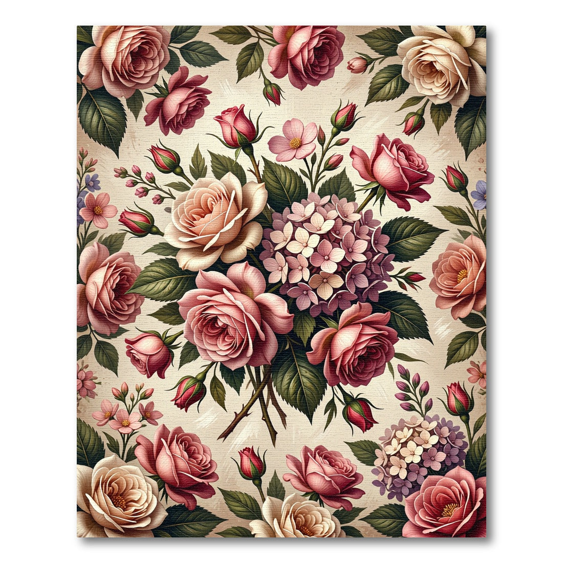 Romantic Vintage Rose Floral Arrangement Rug