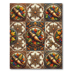 Earthy Harvest Cornucopia Wheat Tile Rug