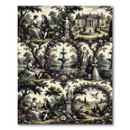 Courtly Garden Romance Allegory Scene Rug