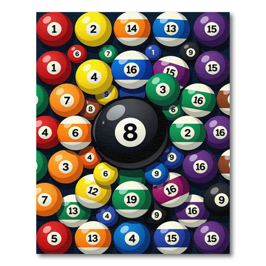 Vibrant Multi Colored Billiard Ball Collage Rug