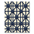 Dark Blue Nautical Knot Grid Rug