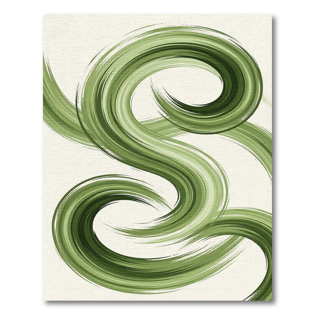 Abstract Sage Green Swirl Wave Rug