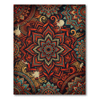 Vibrant Orange Teal Mandala Sunburst Rug