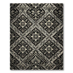 Antique Black and Cream Damask Rug