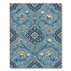 Intricate Blue Floral Damask Medallion Rug