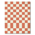 Minimalist Terracotta and Cream Checkered Tile Rug