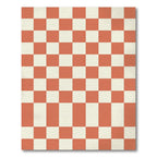 Minimalist Terracotta and Cream Checkered Tile Rug