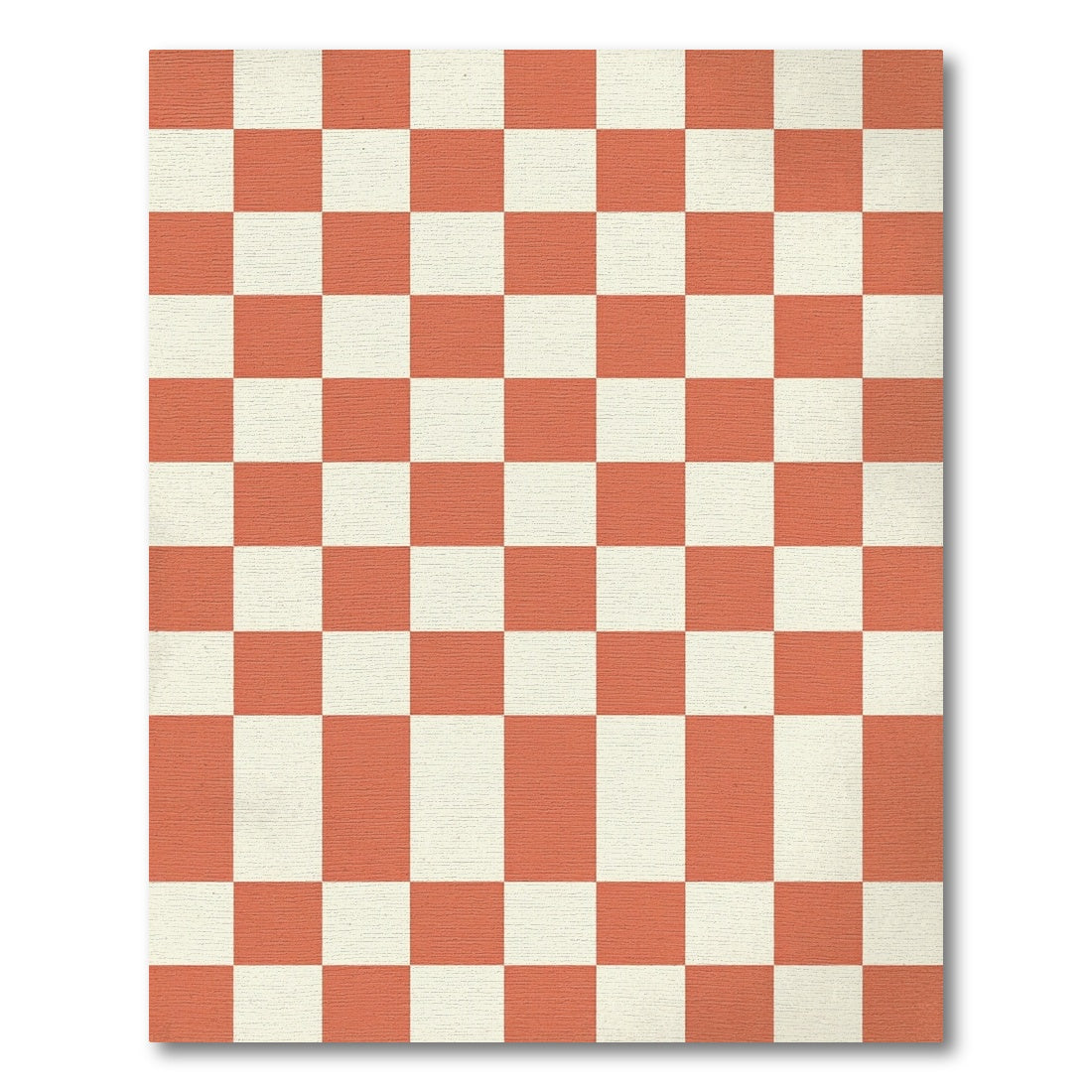 Minimalist Terracotta and Cream Checkered Tile Rug