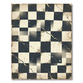 Distressed Monochrome Checkerboard Grid Rug
