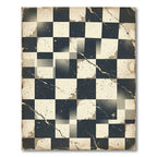 Distressed Monochrome Checkerboard Grid Rug