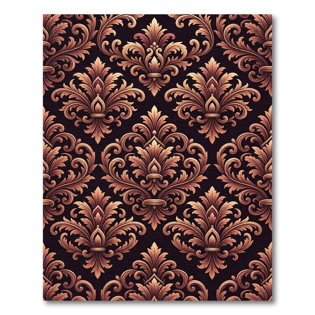Ornate Gold Baroque Damask Rug