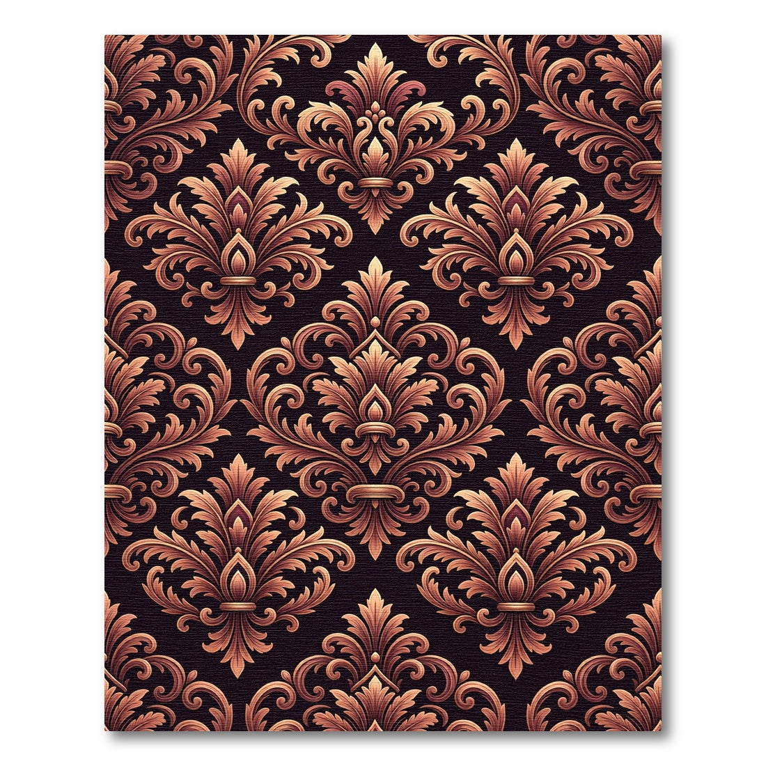 Ornate Gold Baroque Damask Rug