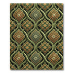 Elegant Forest Green Ornate Lattice Rug