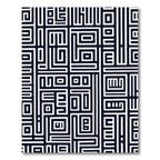 Navy White Geometric Maze Rug