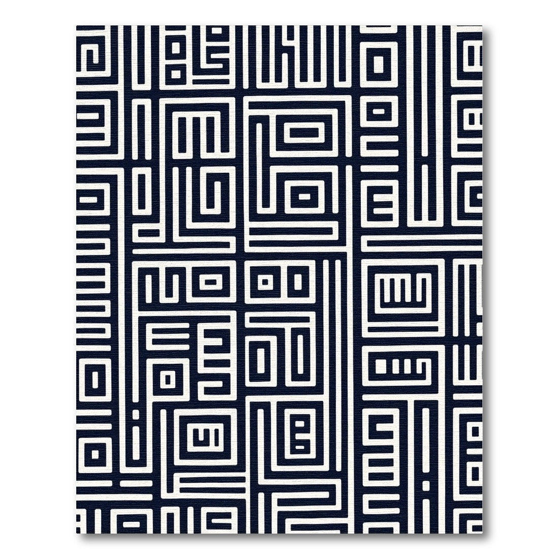 Navy White Geometric Maze Rug