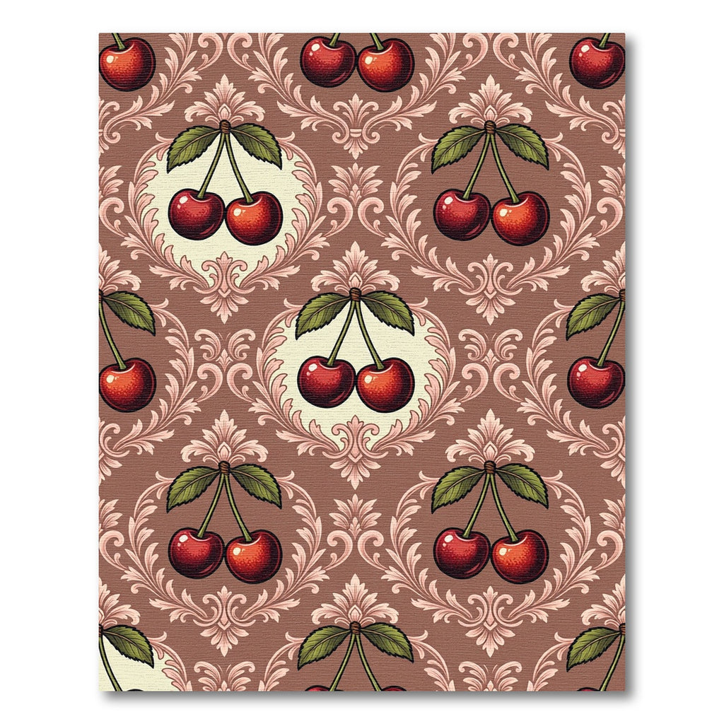 Damask Chocolate Cherry Baroque Scroll Rug