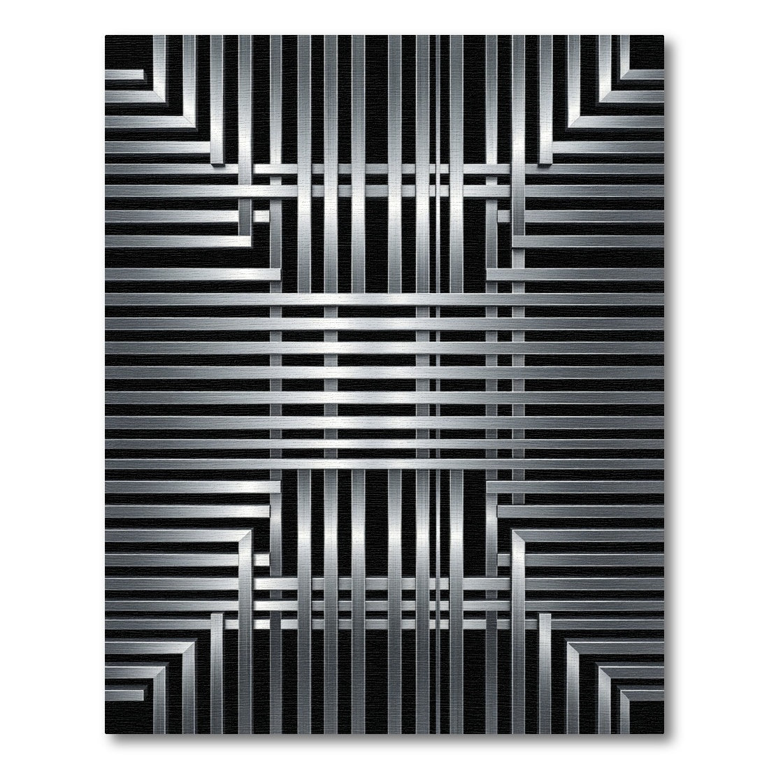 Modern Brushed Silver Industrial Lattice Rug