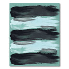 Modern Abstract Teal and Black Brushstroke Rug