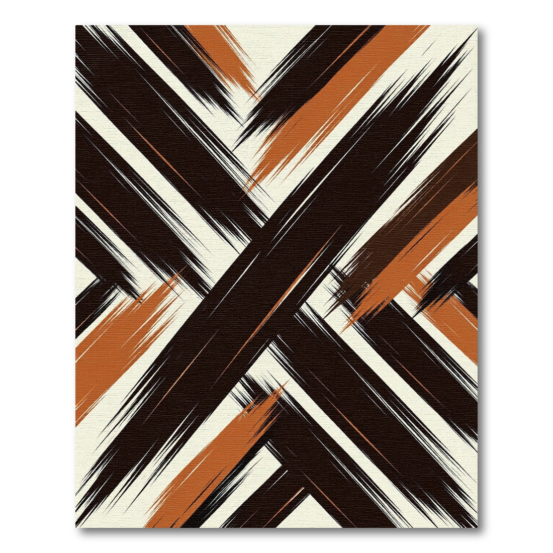 Dark Brown Orange Brush Stroke Lines Rug