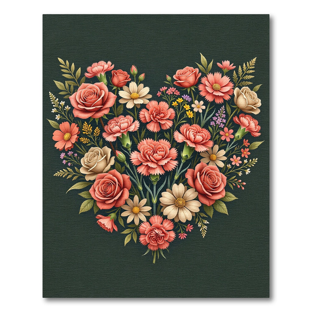 Heartfelt Coral Floral Bouquet Arrangement Rug