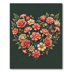Heartfelt Coral Floral Bouquet Arrangement Rug