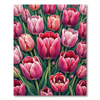 Pink Red Tulip Garden Arrangement Rug