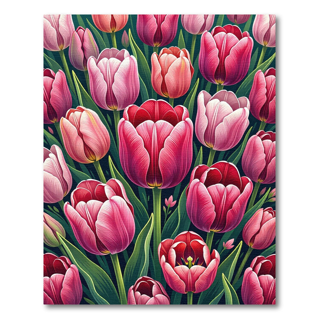 Pink Red Tulip Garden Arrangement Rug