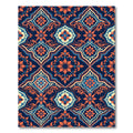 Ornate Navy Orange Damask Tile Rug