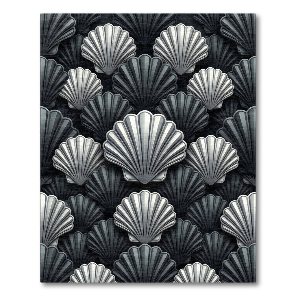 Dimensional Gray Seashell Pattern Rug