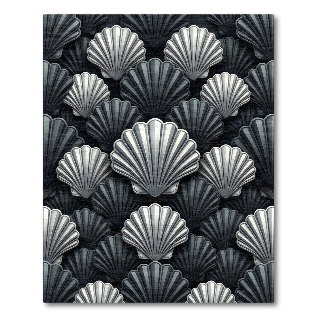 Dimensional Gray Seashell Pattern Rug