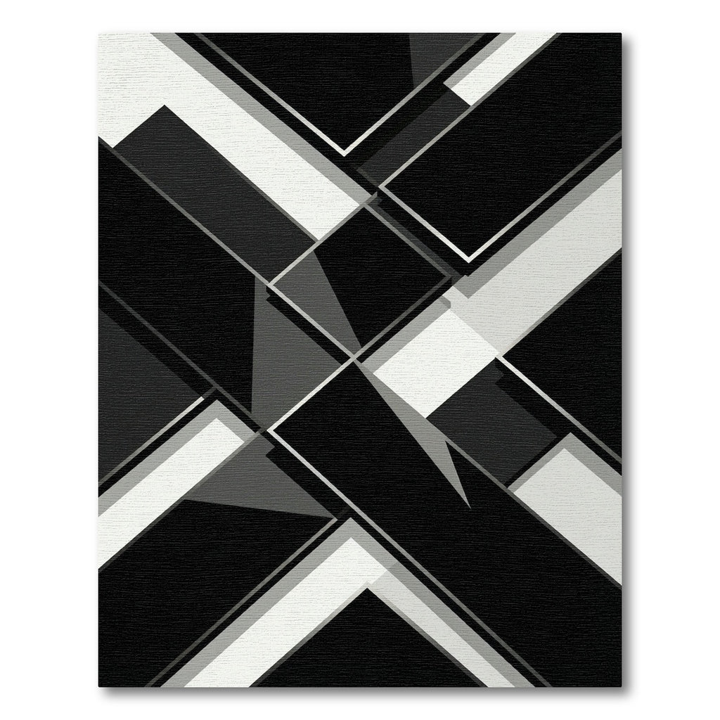 Monochrome Geometric Overlap Layers Rug