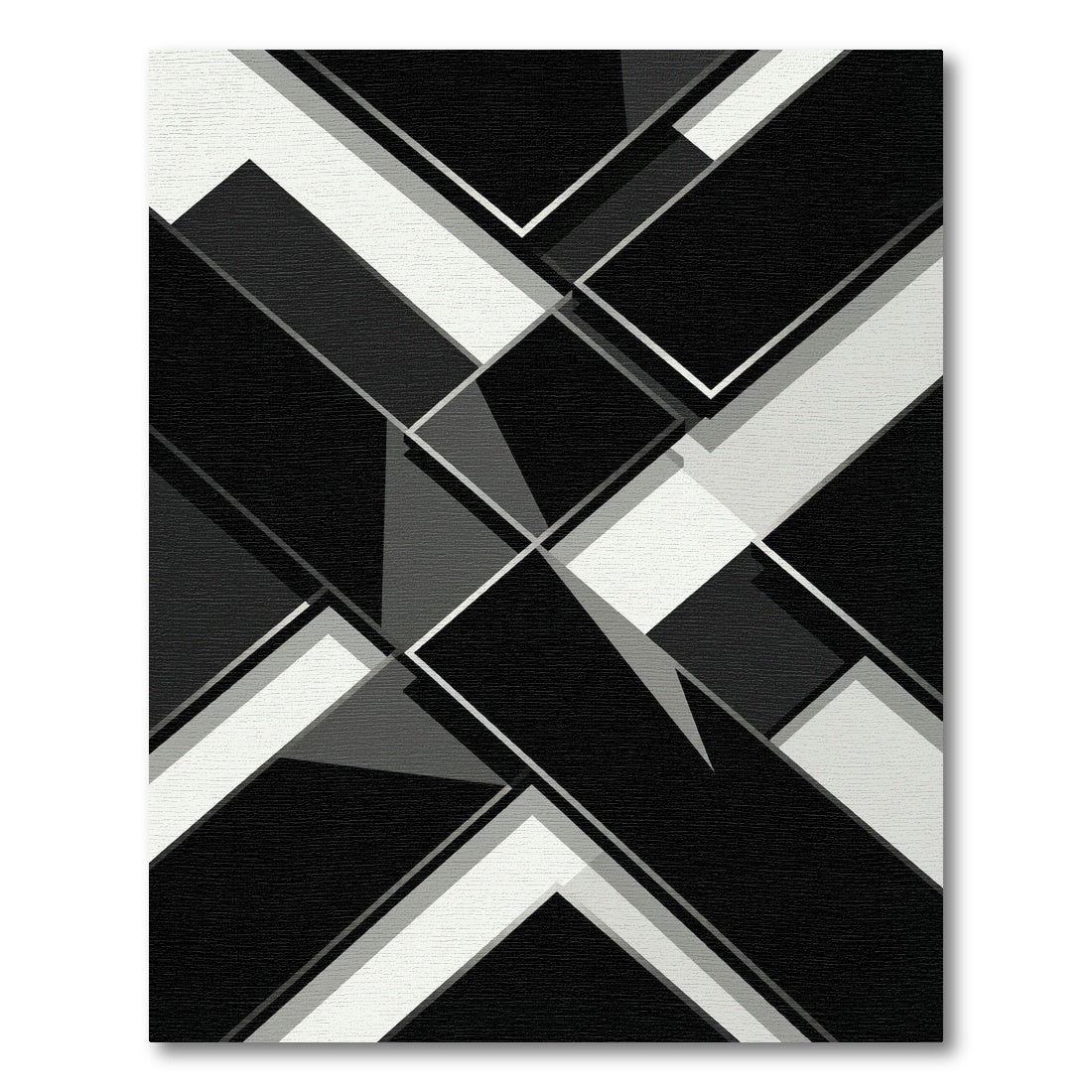 Monochrome Geometric Overlap Layers Rug