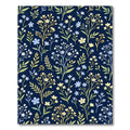 Navy Blue Floral Branch Arrangement Rug