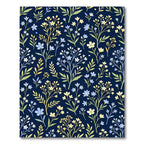 Navy Blue Floral Branch Arrangement Rug